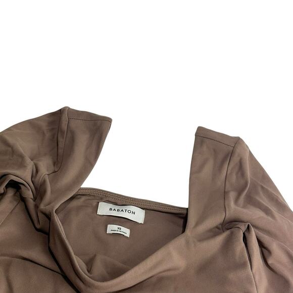Aritzia Babaton Contour Brown Square Neck Long Sleeve Bodysuit Size XS - Picture 2 of 8